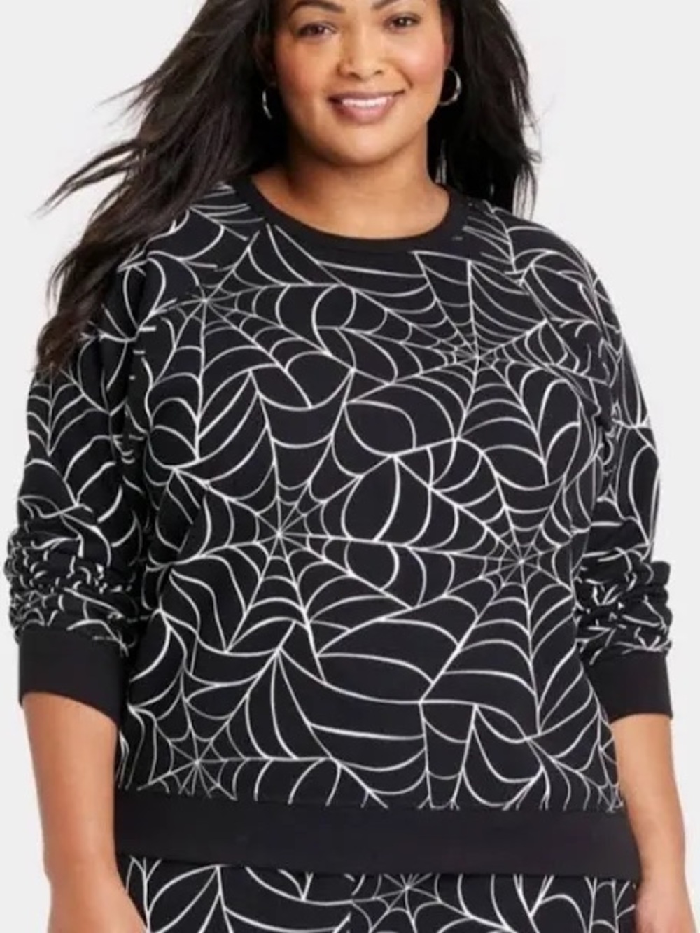 Grayson Threads Black Spiderweb Print Pullover Sweatshirt M